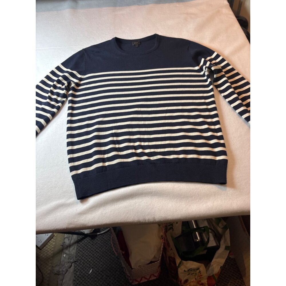 Navy & White Striped Sweater By MVP Large
